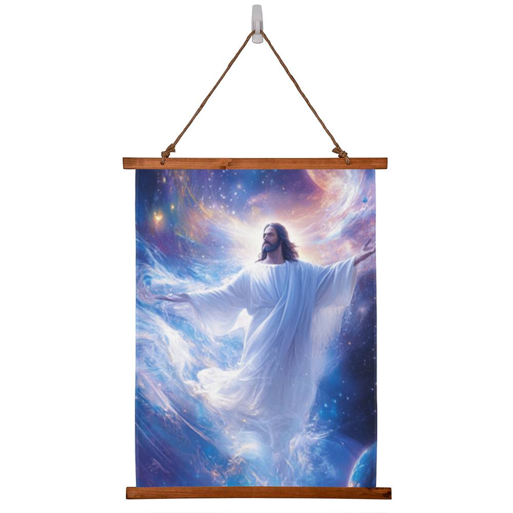 Sacred Jesus Wall Hanging – Premium Polyester Design, Custom Wood Frame, A Meaningful Gift for Any Occasion