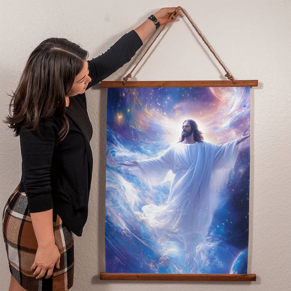 Sacred Jesus Wall Hanging – Premium Polyester Design, Custom Wood Frame, A Meaningful Gift for Any Occasion