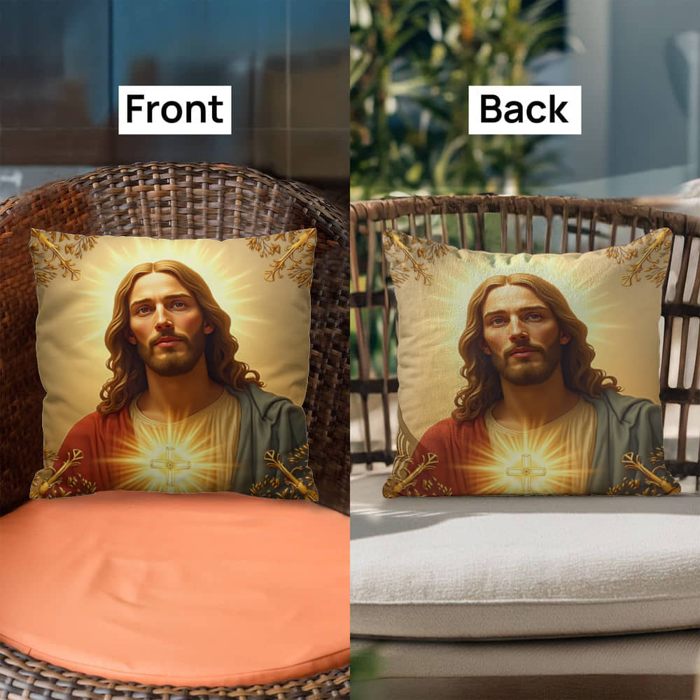 Holy Light Guard Pillow– Jesus’ Portrait, Peaceful Aura, Perfect for Reflection