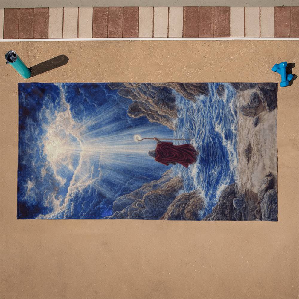 Miracle at the Red Sea Beach Towel-Red Sea Miracle, Bold Graphics, Perfect Gift for Believers