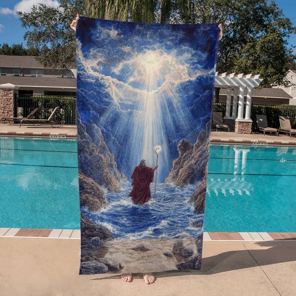 Miracle at the Red Sea Beach Towel-Red Sea Miracle, Bold Graphics, Perfect Gift for Believers
