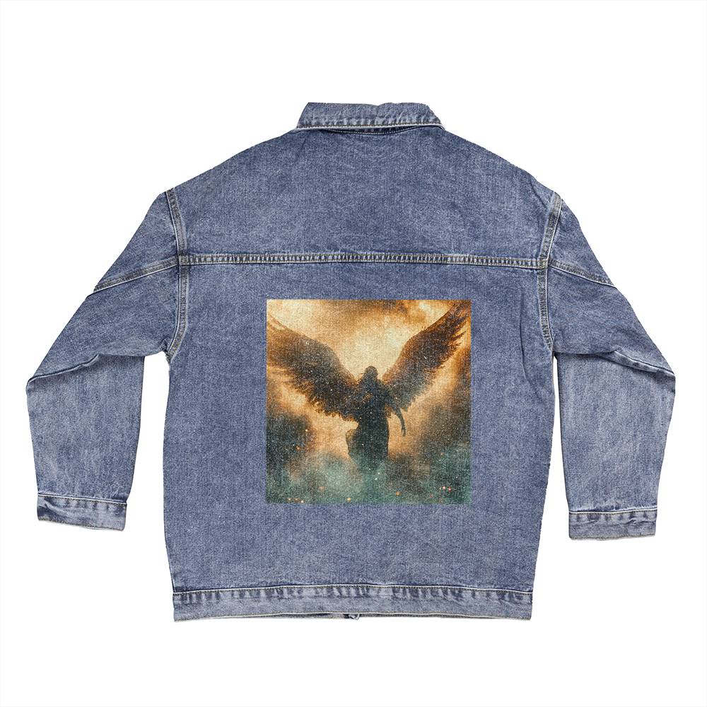 Heavenly Angels DTG Denim Jacket – Custom, Oversized, and Radiating Divine Energy
