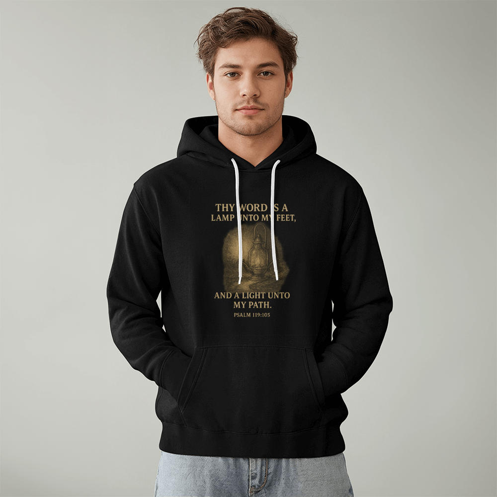 Thy Word Is a Lamp Hoodie – Psalm 119:105 Scripture Sweatshirt – Faith-Based Apparel for Men