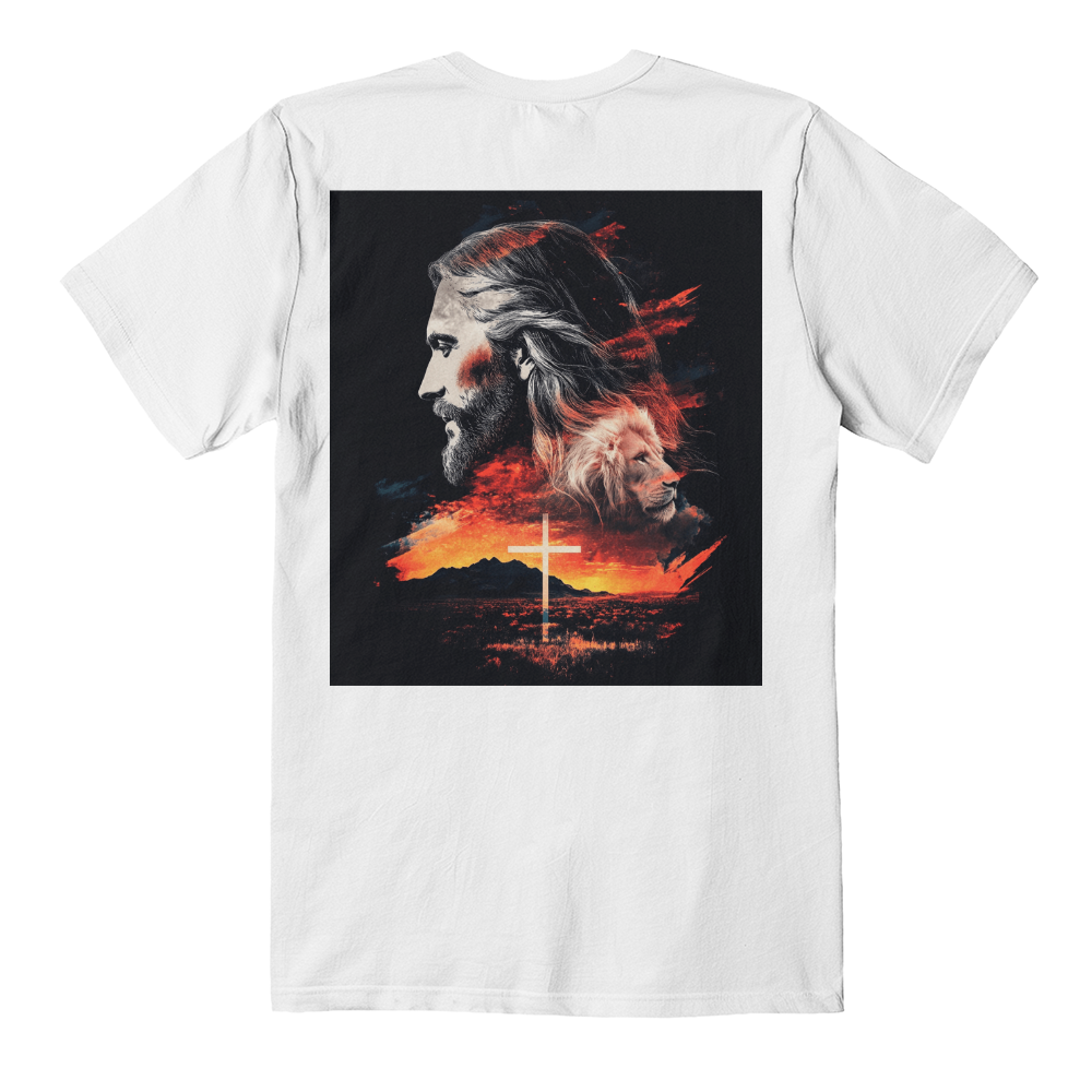 He Reigns – Powerful Jesus and Lion Cross Shirt