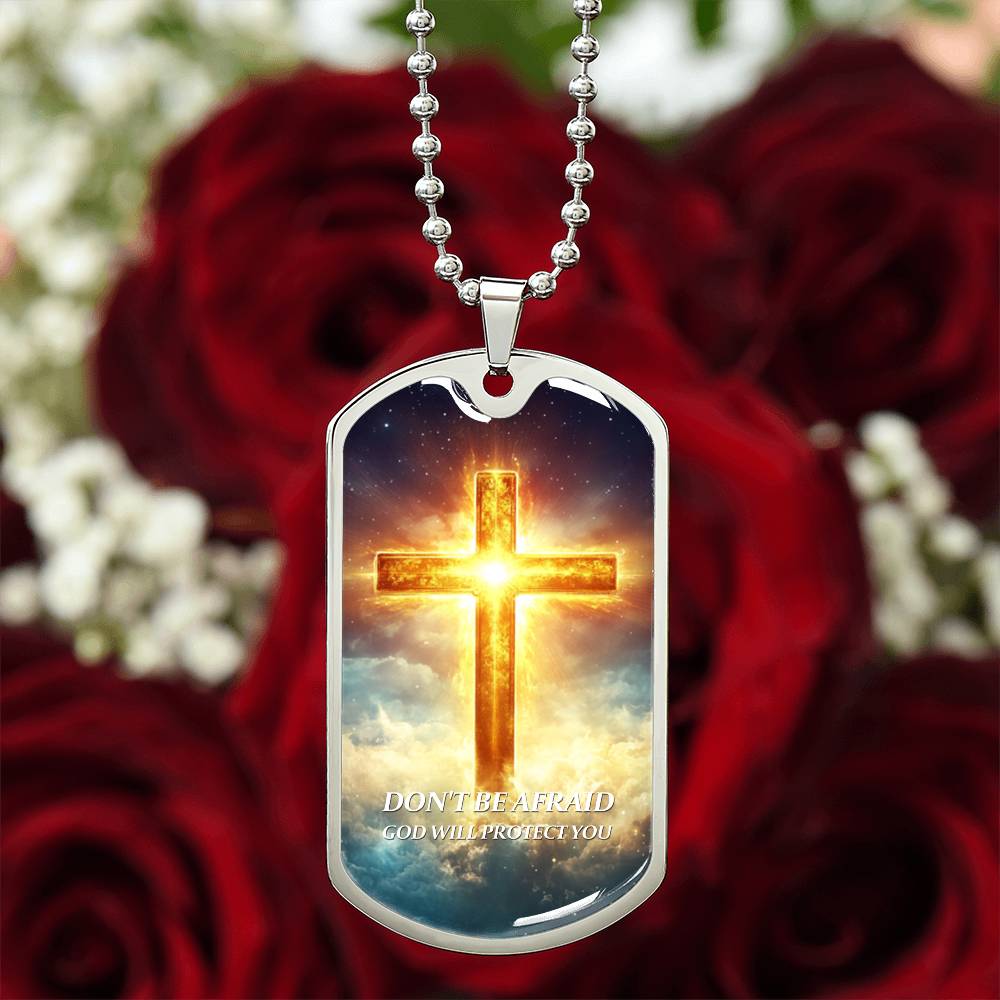 Faithful Cross Pendant – 18K Gold Plated, Custom Engraved, A Keepsake of Divine Blessings.