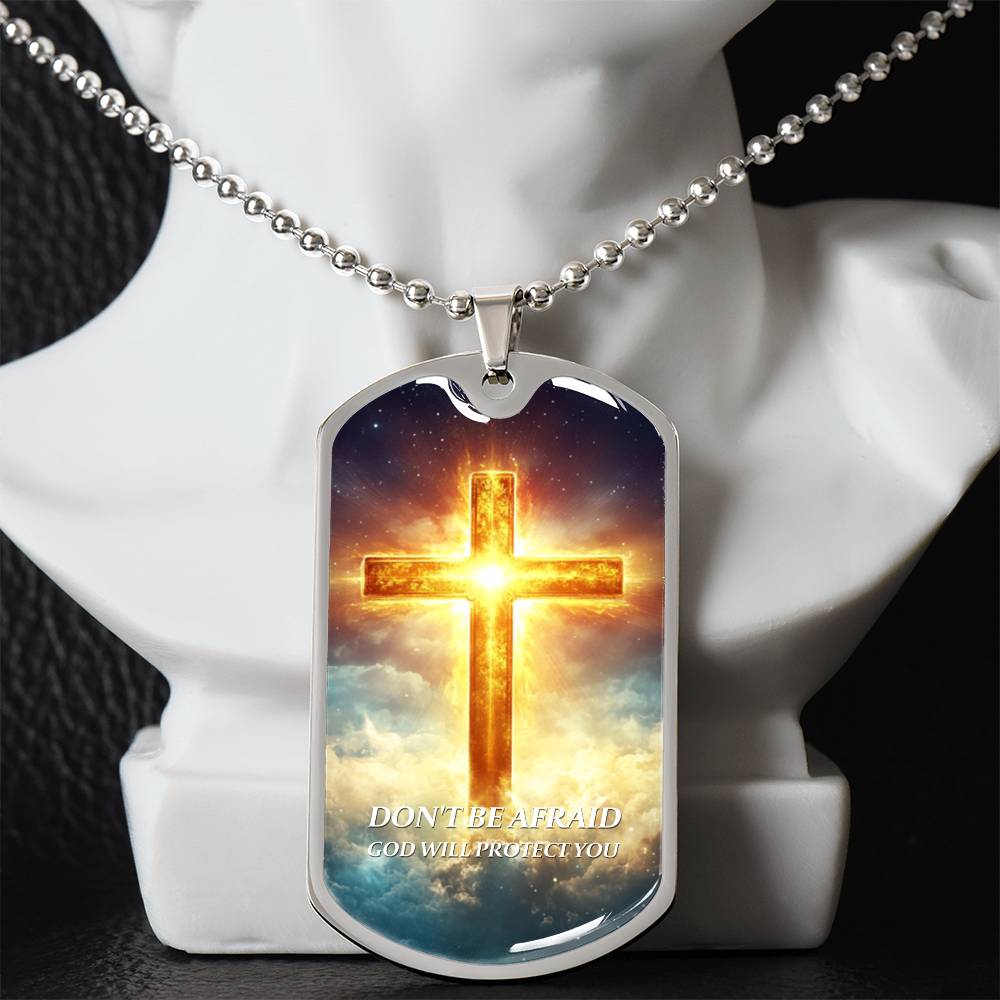 Faithful Cross Pendant – 18K Gold Plated, Custom Engraved, A Keepsake of Divine Blessings.