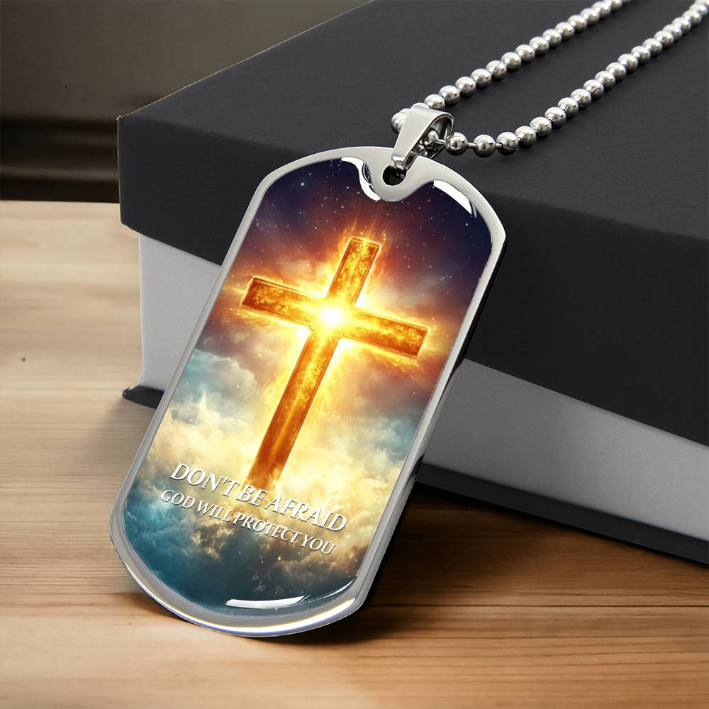 Faithful Cross Pendant – 18K Gold Plated, Custom Engraved, A Keepsake of Divine Blessings.