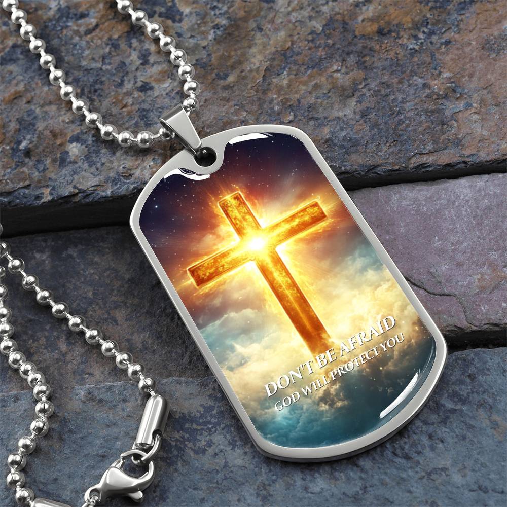 Faithful Cross Pendant – 18K Gold Plated, Custom Engraved, A Keepsake of Divine Blessings.