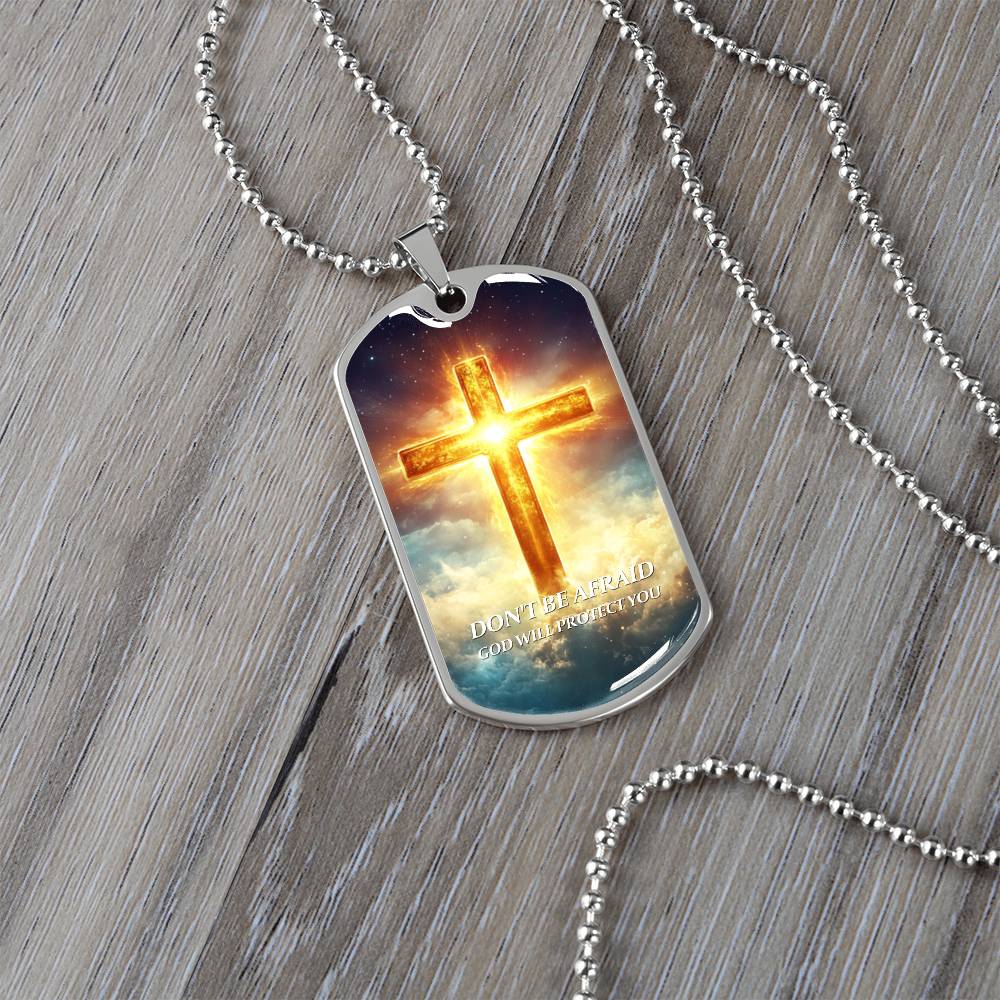 Faithful Cross Pendant – 18K Gold Plated, Custom Engraved, A Keepsake of Divine Blessings.