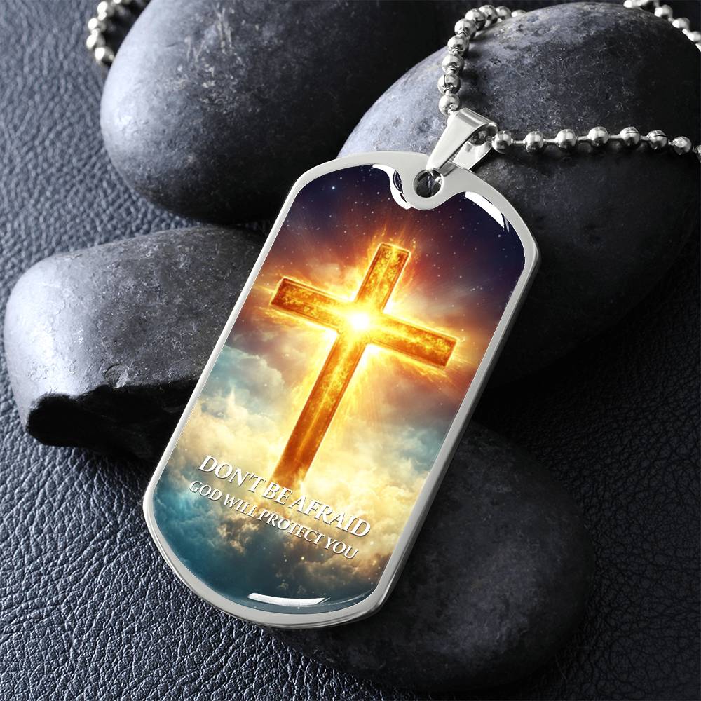 Faithful Cross Pendant – 18K Gold Plated, Custom Engraved, A Keepsake of Divine Blessings.