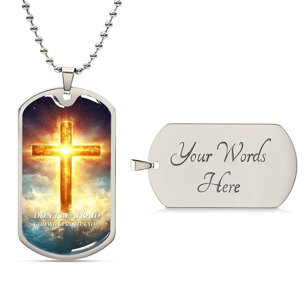 Faithful Cross Pendant – 18K Gold Plated, Custom Engraved, A Keepsake of Divine Blessings.