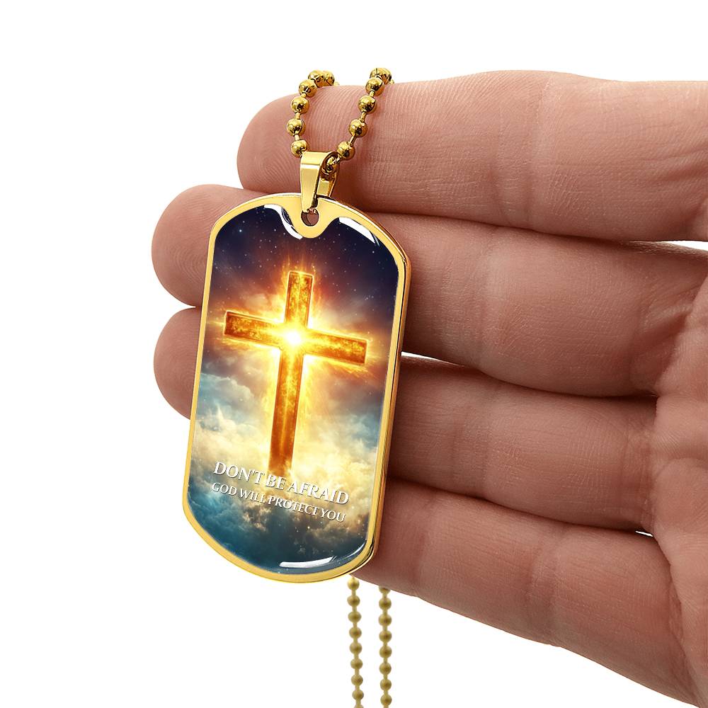 Faithful Cross Pendant – 18K Gold Plated, Custom Engraved, A Keepsake of Divine Blessings.