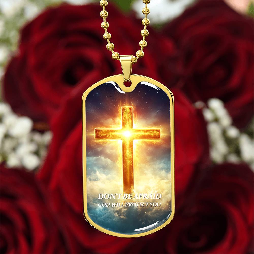 Faithful Cross Pendant – 18K Gold Plated, Custom Engraved, A Keepsake of Divine Blessings.