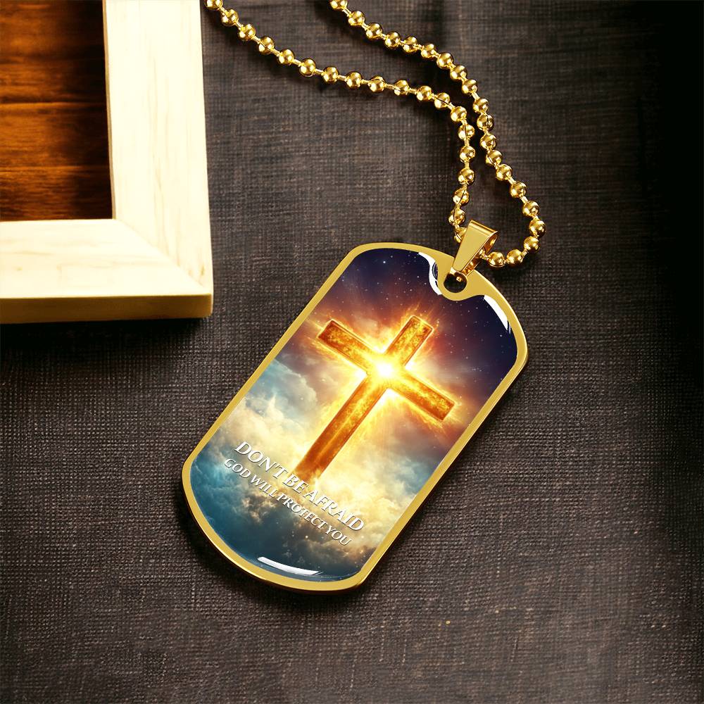 Faithful Cross Pendant – 18K Gold Plated, Custom Engraved, A Keepsake of Divine Blessings.