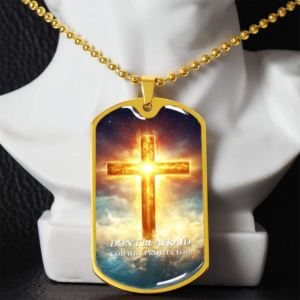 Faithful Cross Pendant – 18K Gold Plated, Custom Engraved, A Keepsake of Divine Blessings.