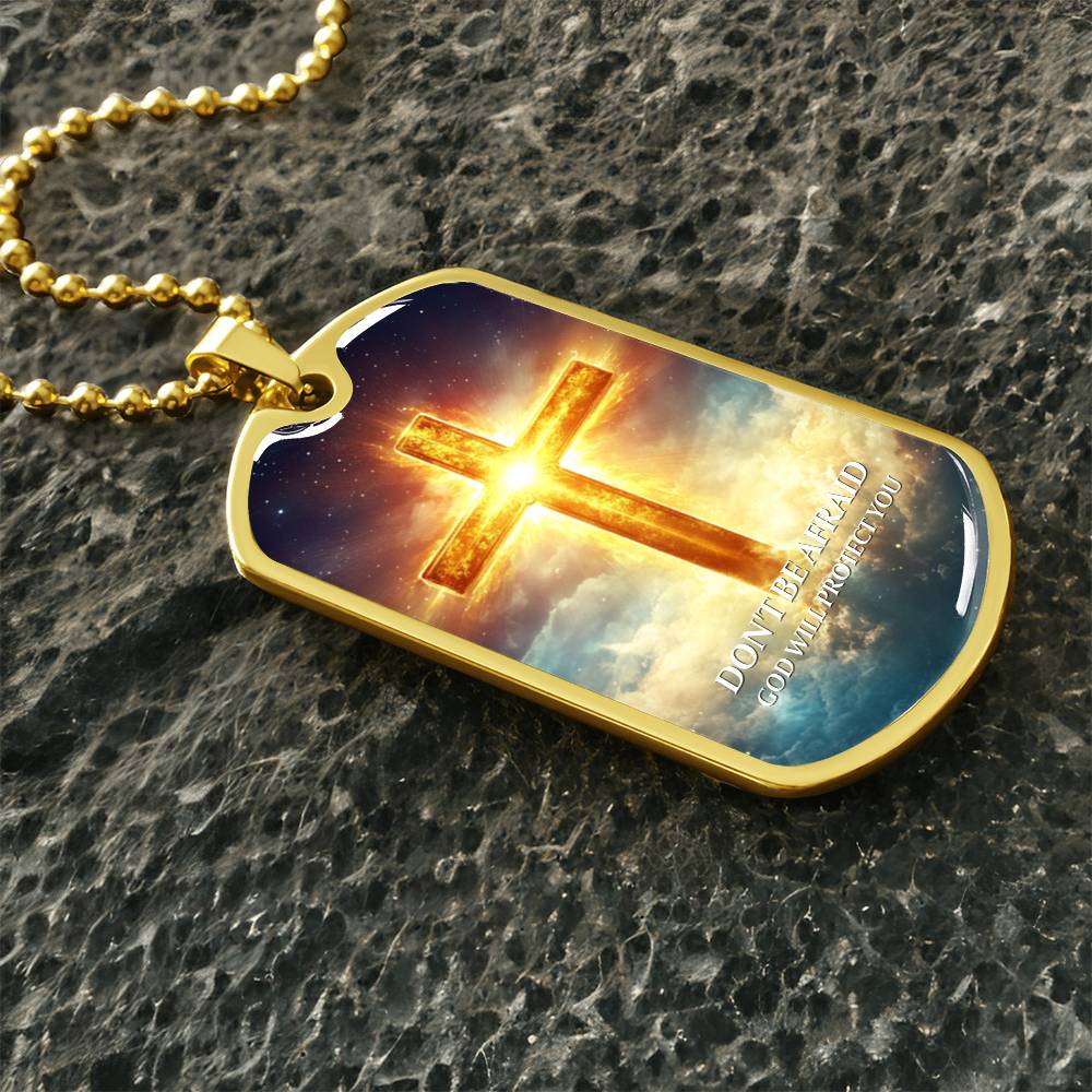 Faithful Cross Pendant – 18K Gold Plated, Custom Engraved, A Keepsake of Divine Blessings.