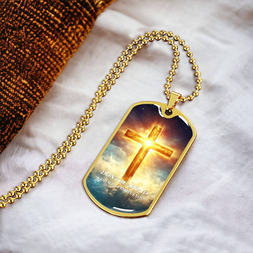 Faithful Cross Pendant – 18K Gold Plated, Custom Engraved, A Keepsake of Divine Blessings.