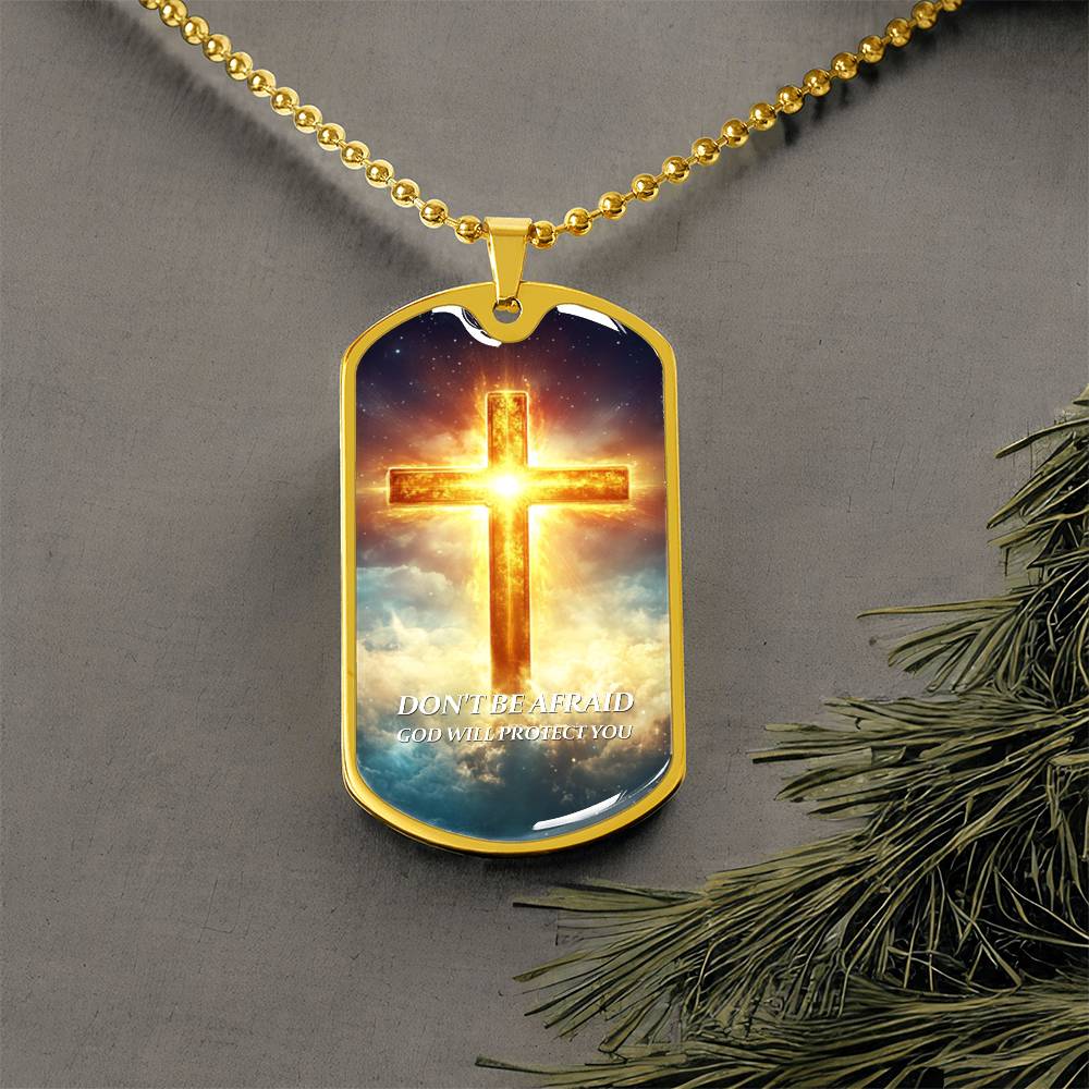 Faithful Cross Pendant – 18K Gold Plated, Custom Engraved, A Keepsake of Divine Blessings.