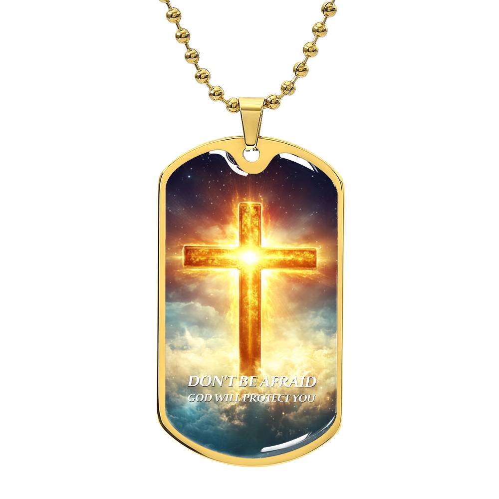 Faithful Cross Pendant – 18K Gold Plated, Custom Engraved, A Keepsake of Divine Blessings.