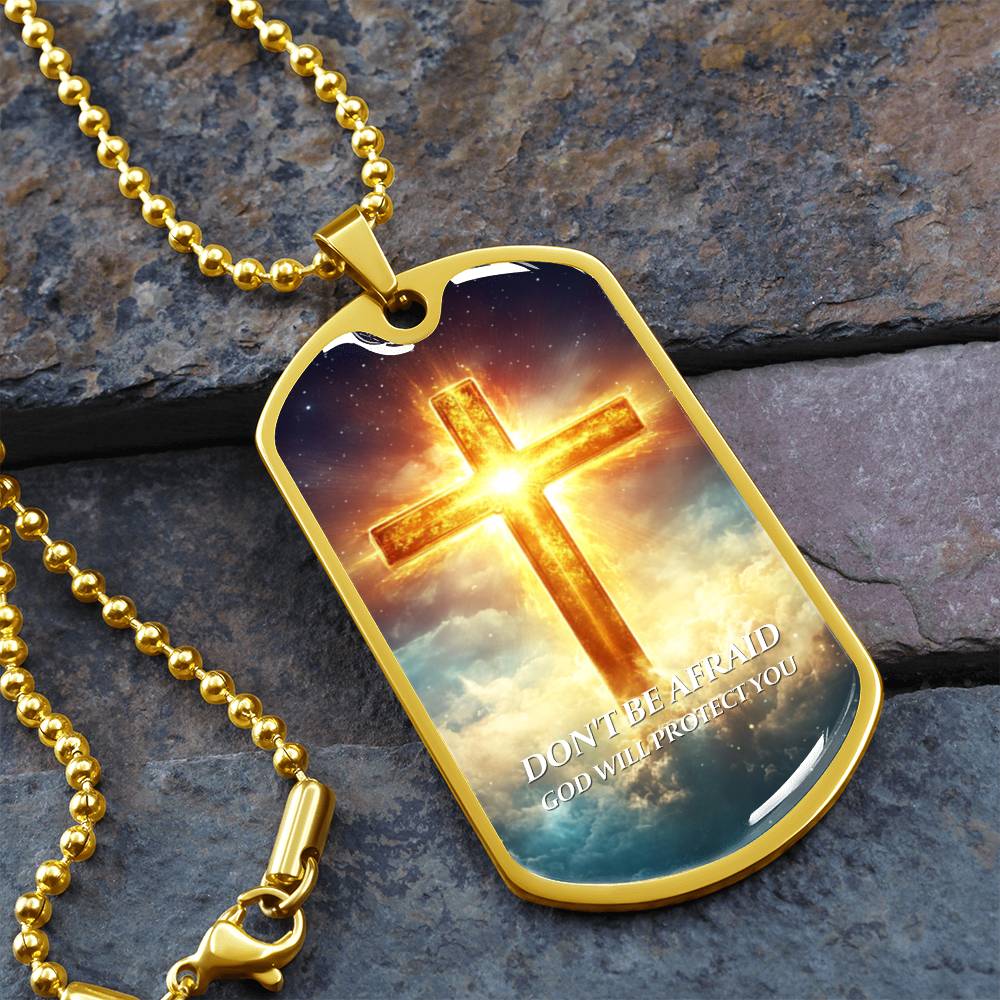 Faithful Cross Pendant – 18K Gold Plated, Custom Engraved, A Keepsake of Divine Blessings.