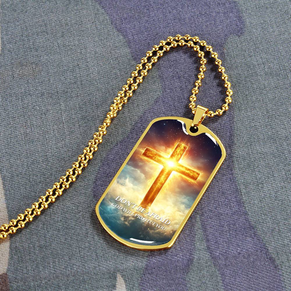 Faithful Cross Pendant – 18K Gold Plated, Custom Engraved, A Keepsake of Divine Blessings.