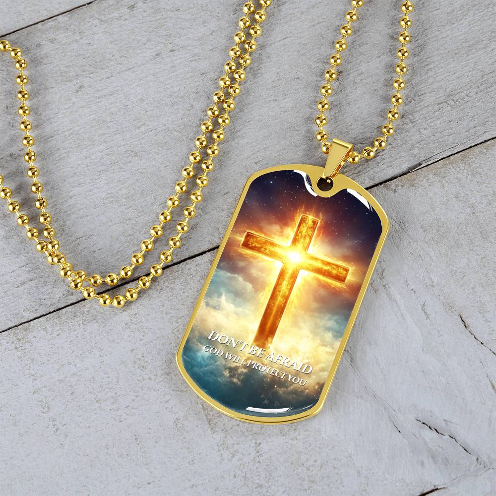 Faithful Cross Pendant – 18K Gold Plated, Custom Engraved, A Keepsake of Divine Blessings.