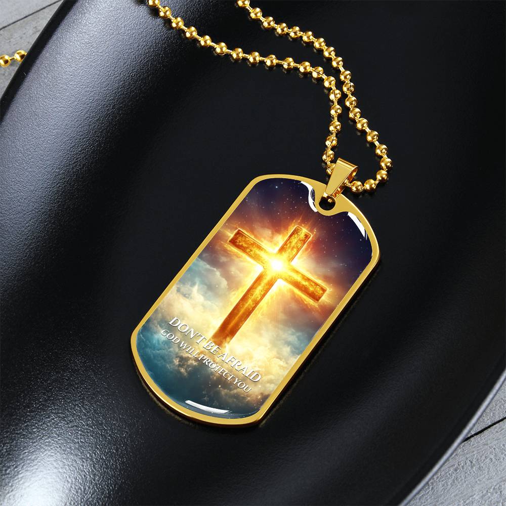 Faithful Cross Pendant – 18K Gold Plated, Custom Engraved, A Keepsake of Divine Blessings.