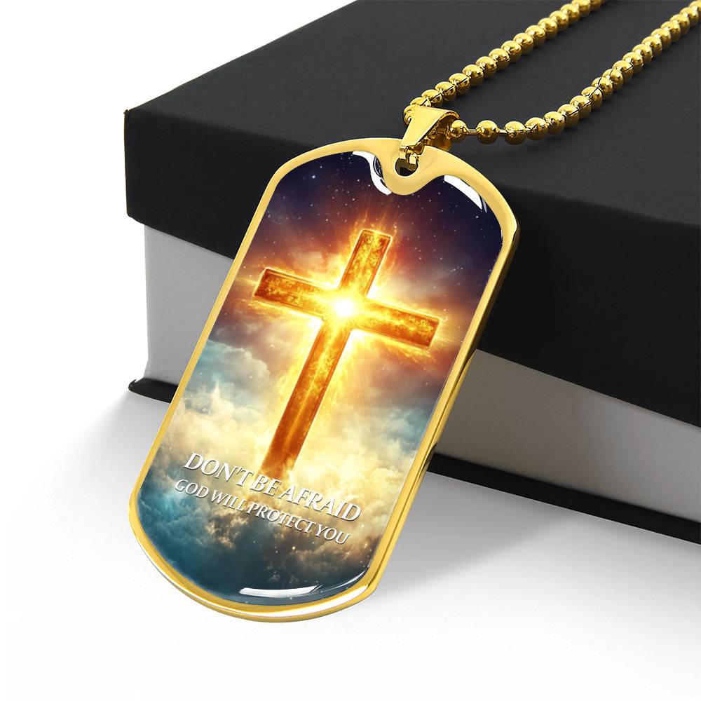 Faithful Cross Pendant – 18K Gold Plated, Custom Engraved, A Keepsake of Divine Blessings.