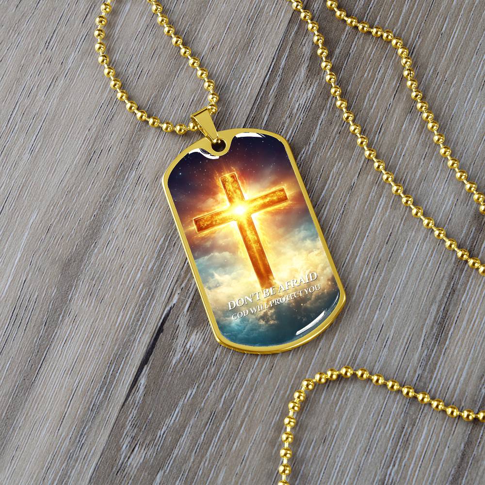 Faithful Cross Pendant – 18K Gold Plated, Custom Engraved, A Keepsake of Divine Blessings.