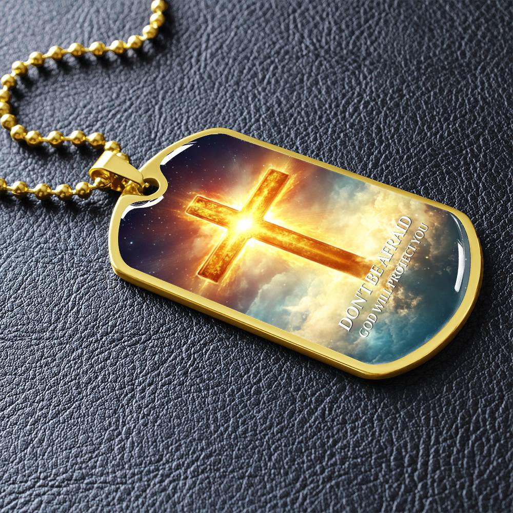 Faithful Cross Pendant – 18K Gold Plated, Custom Engraved, A Keepsake of Divine Blessings.