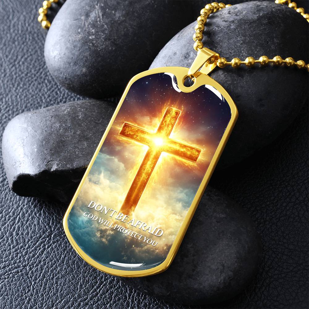 Faithful Cross Pendant – 18K Gold Plated, Custom Engraved, A Keepsake of Divine Blessings.