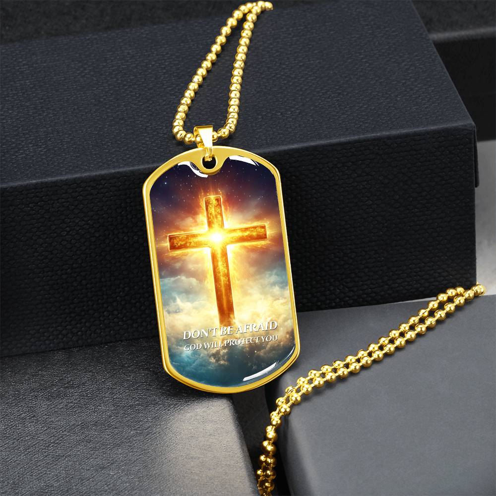 Faithful Cross Pendant – 18K Gold Plated, Custom Engraved, A Keepsake of Divine Blessings.