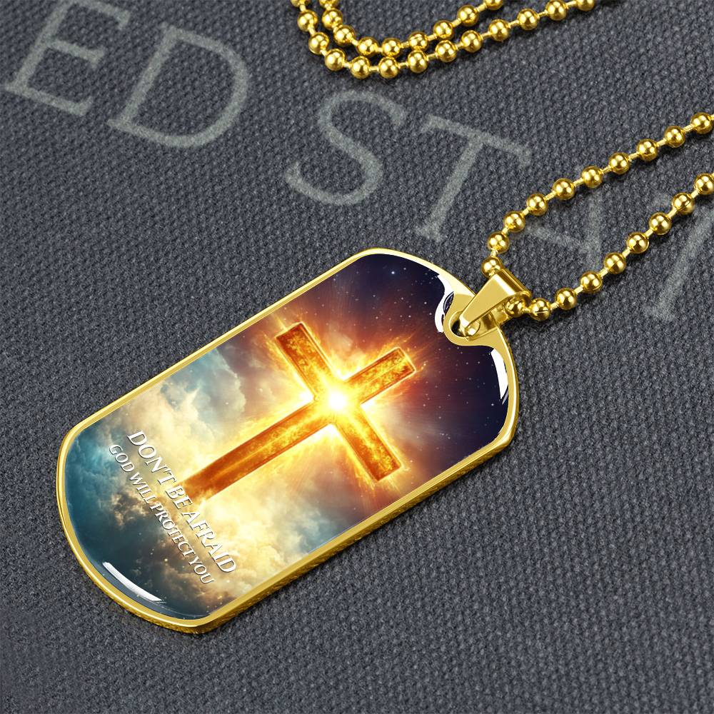 Faithful Cross Pendant – 18K Gold Plated, Custom Engraved, A Keepsake of Divine Blessings.