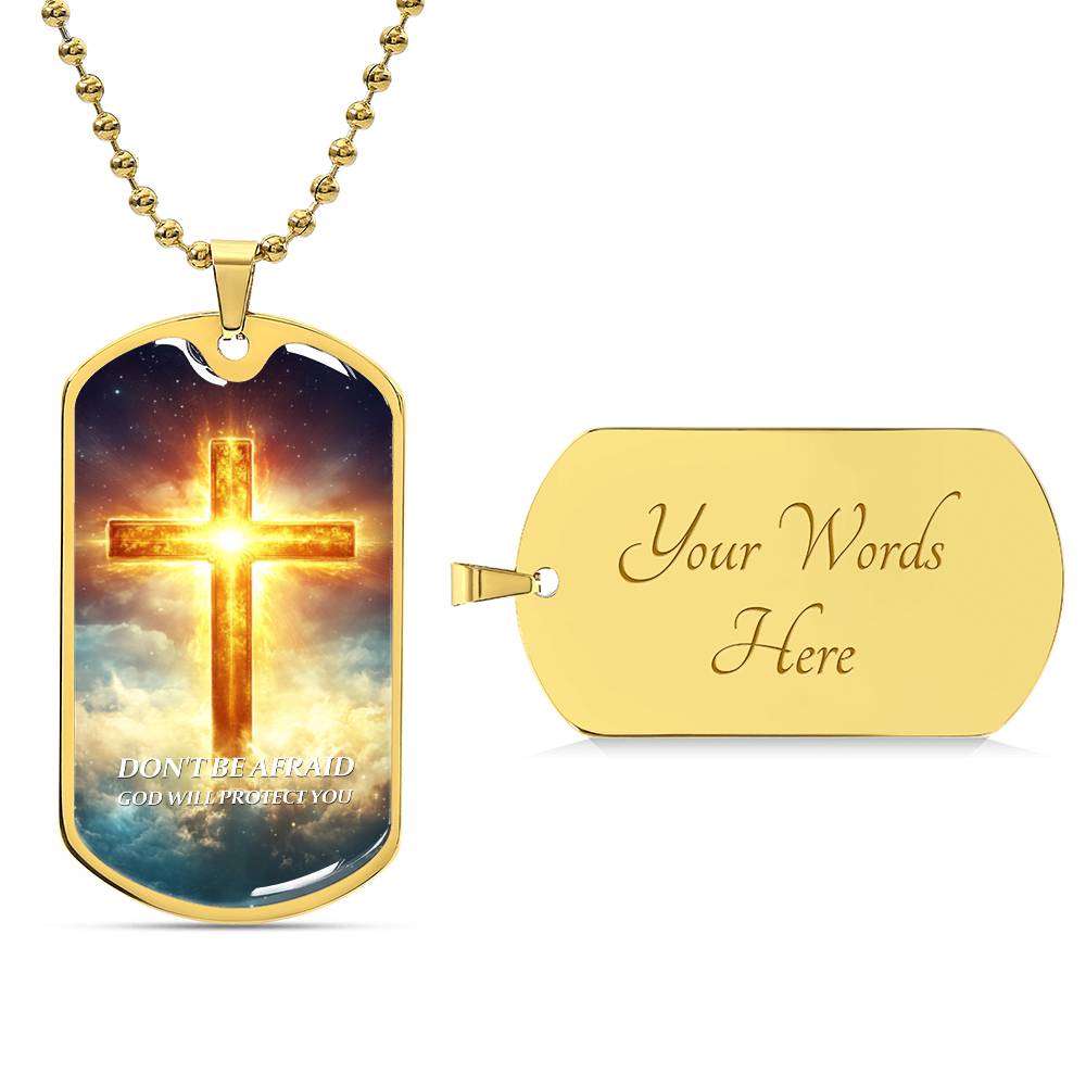 Faithful Cross Pendant – 18K Gold Plated, Custom Engraved, A Keepsake of Divine Blessings.