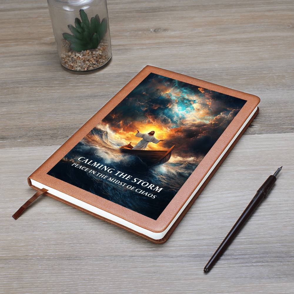 "Faith-Inspired Graphic Leather Journal – Vegan Leather, Vibrant Design, Perfect for Bible Study, Goal Setting, and Daily Reflections"