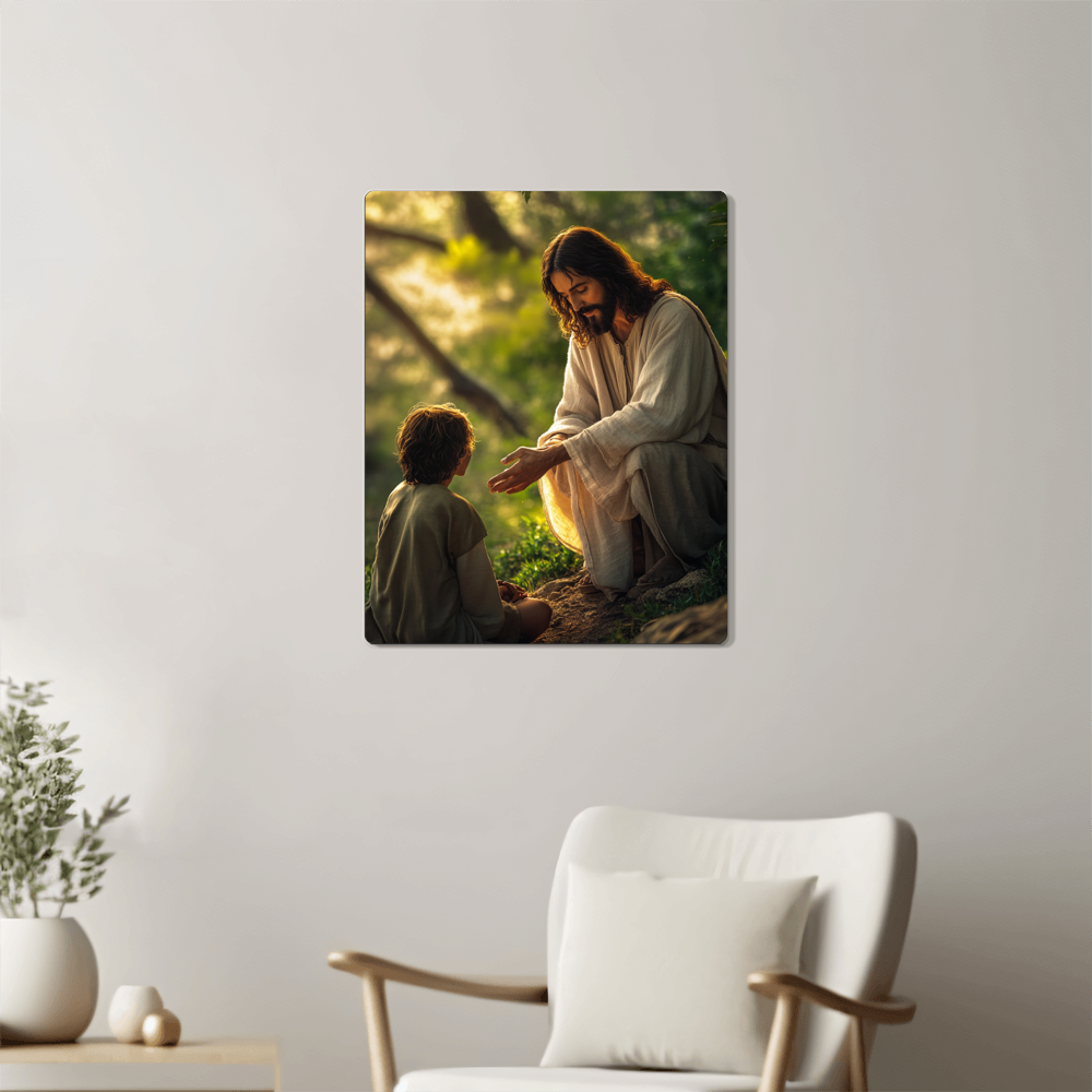 Divine Guidance Canvas – Warm Tones, Sacred Moment, Embrace the Light of Wisdom