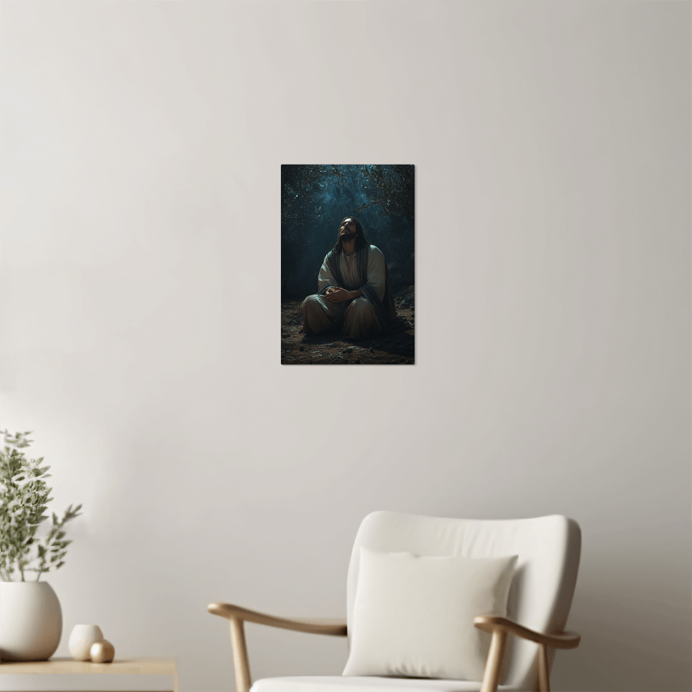 Silent Prayer Wall Art – Midnight Serenity, Divine Presence, Embrace the Light Within