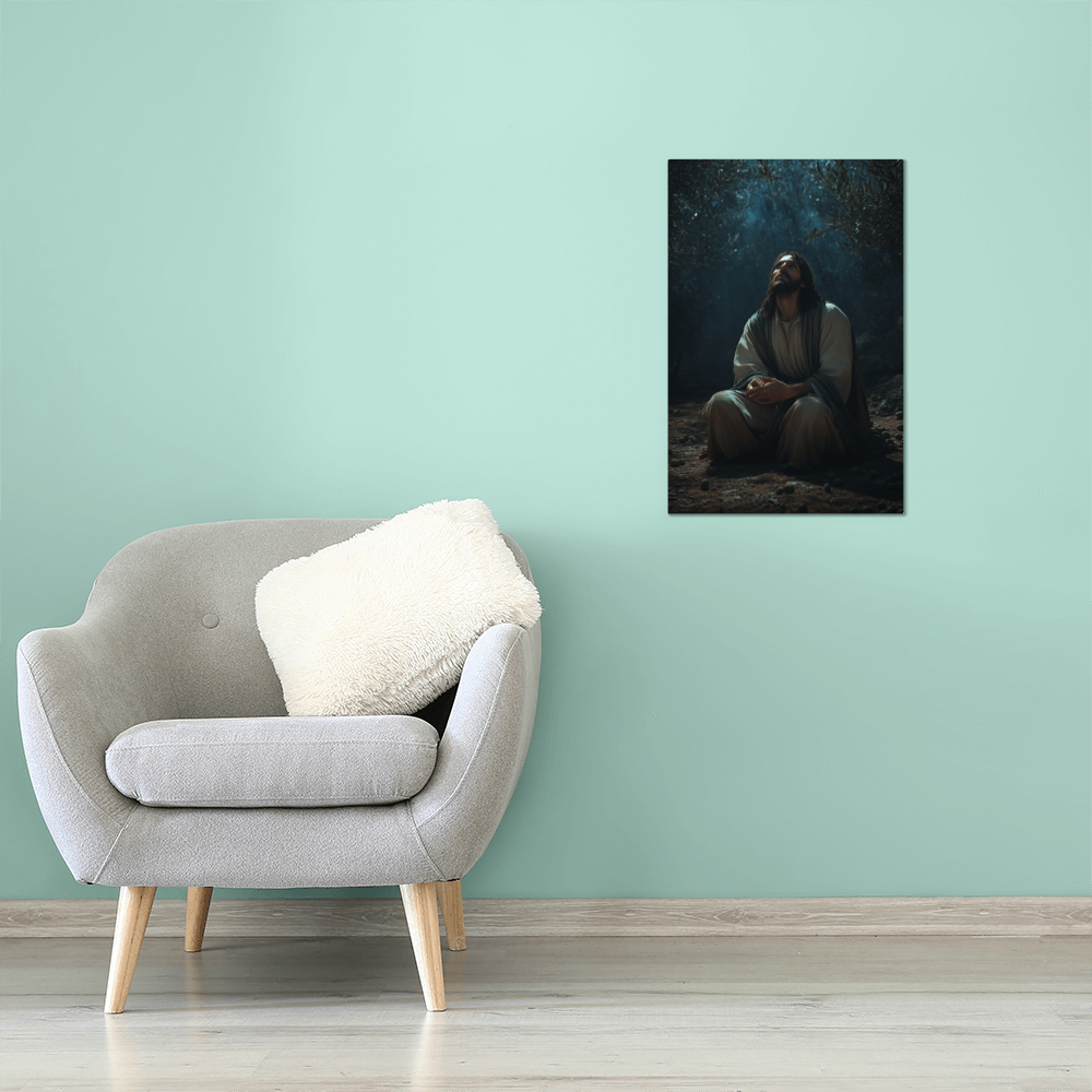 Silent Prayer Wall Art – Midnight Serenity, Divine Presence, Embrace the Light Within