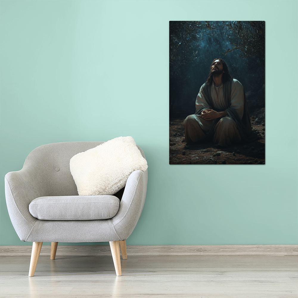 Silent Prayer Wall Art – Midnight Serenity, Divine Presence, Embrace the Light Within