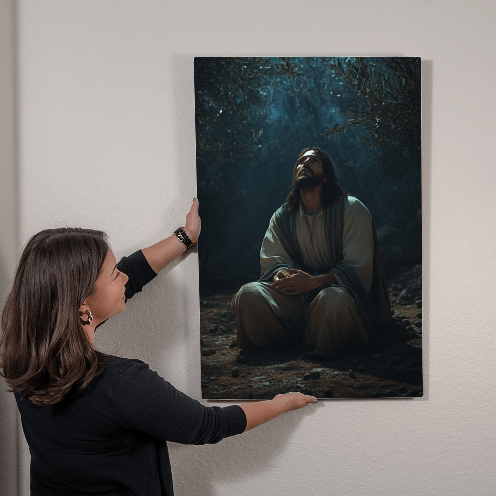 Silent Prayer Wall Art – Midnight Serenity, Divine Presence, Embrace the Light Within