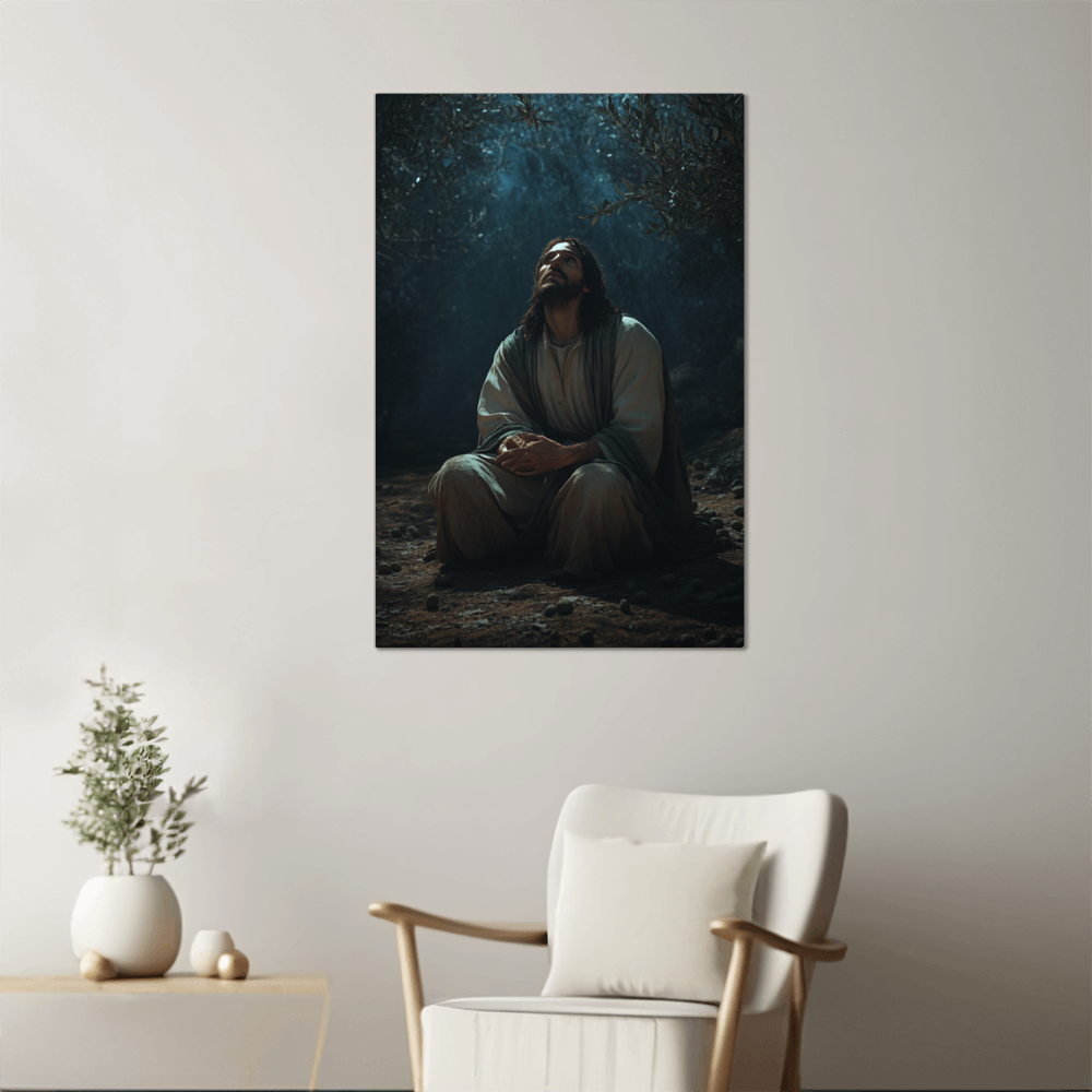 Silent Prayer Wall Art – Midnight Serenity, Divine Presence, Embrace the Light Within