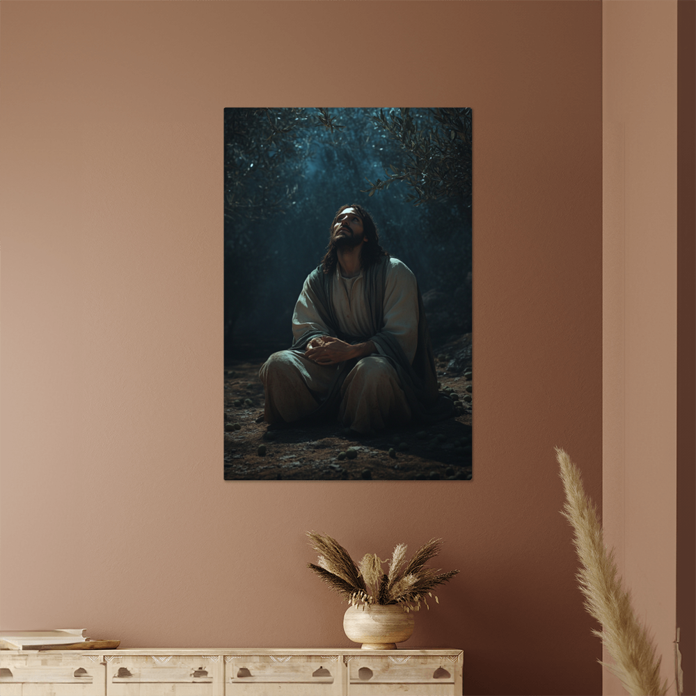 Silent Prayer Wall Art – Midnight Serenity, Divine Presence, Embrace the Light Within