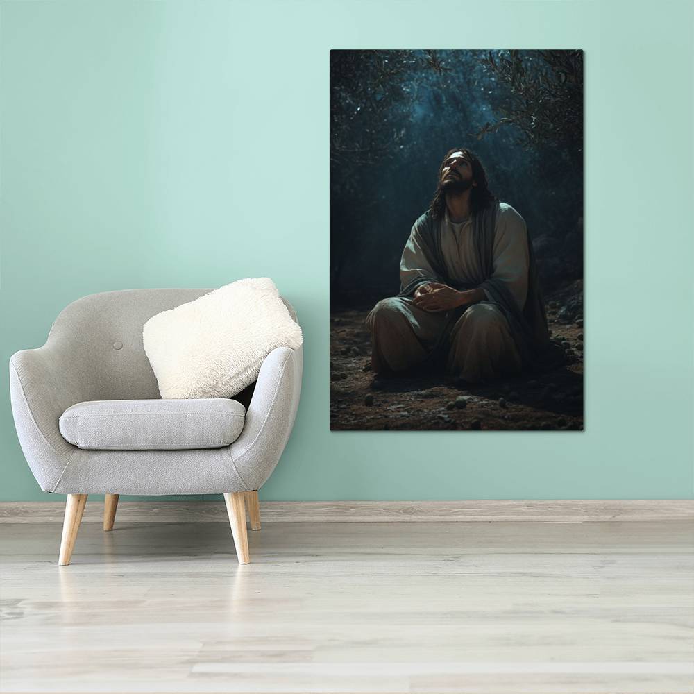 Silent Prayer Wall Art – Midnight Serenity, Divine Presence, Embrace the Light Within