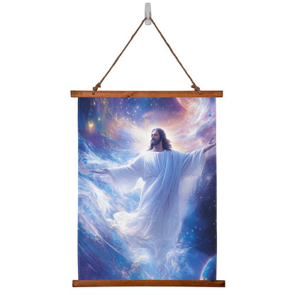 "Custom Wood Framed Wall Tapestry – Vibrant Design on Soft Polyester, Perfect Gift for Special Occasions!"