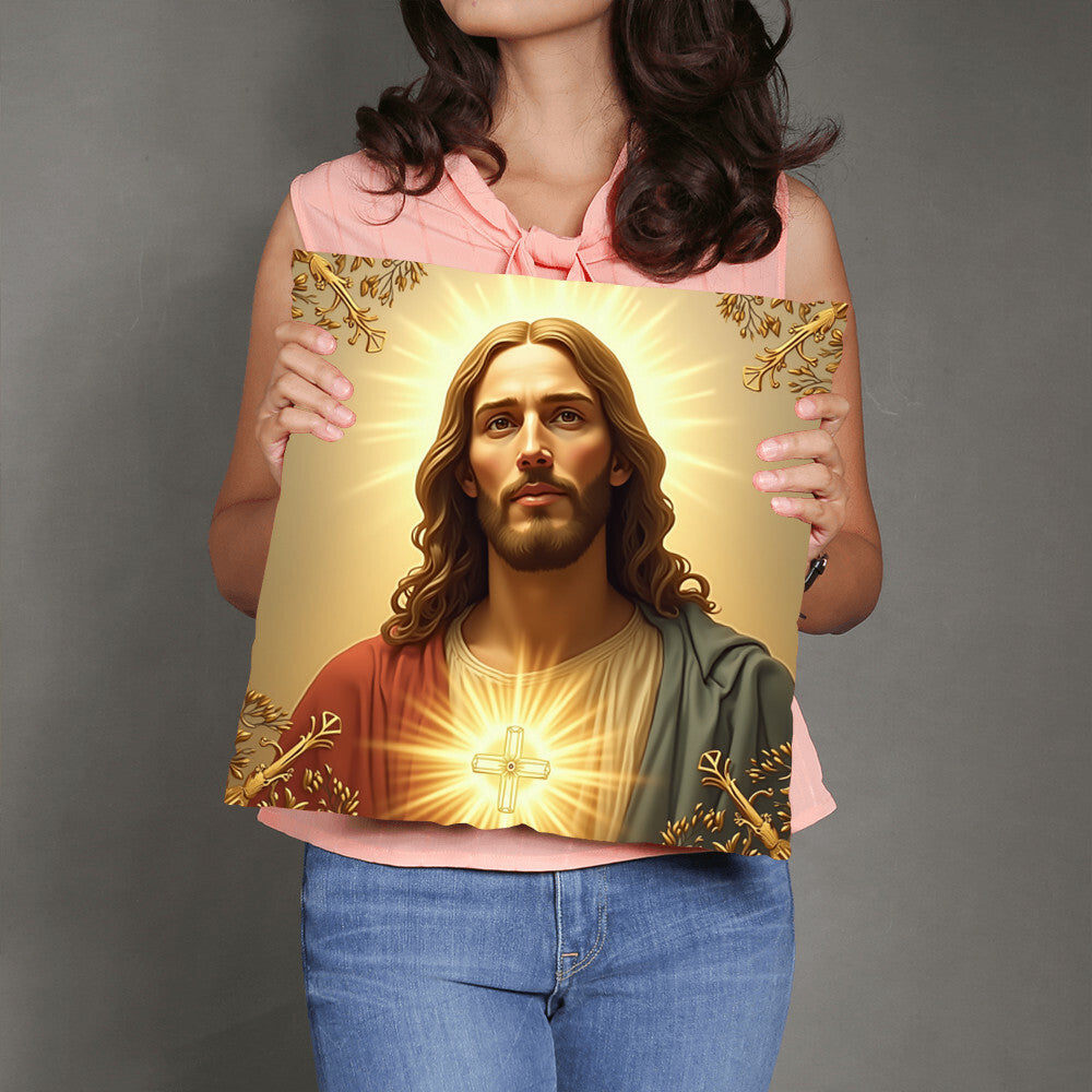 Holy Light Guard Pillow– Jesus’ Portrait, Peaceful Aura, Perfect for Reflection