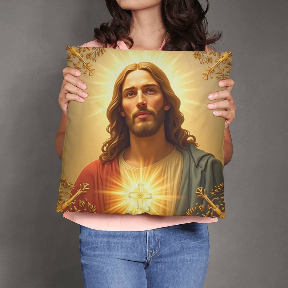 Holy Light Guard Pillow– Jesus’ Portrait, Peaceful Aura, Perfect for Reflection