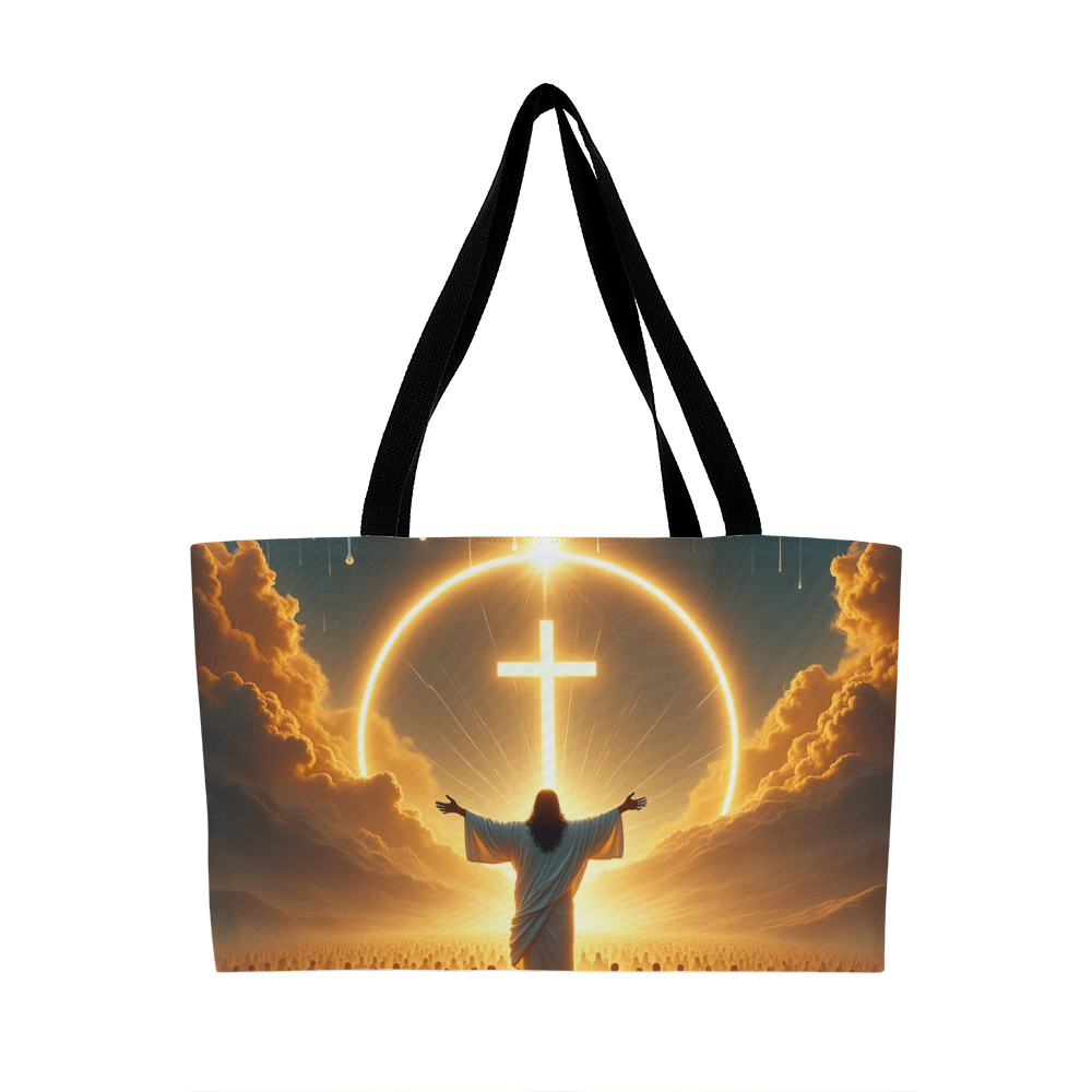 Sacred Redemption Tote – High-Quality Canvas Featuring a Divine Light Theme