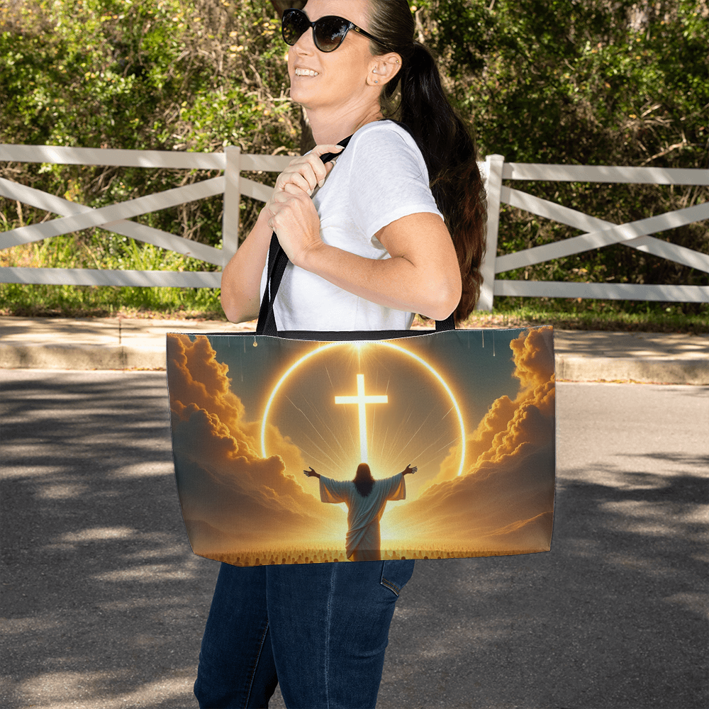 Sacred Redemption Tote – High-Quality Canvas Featuring a Divine Light Theme