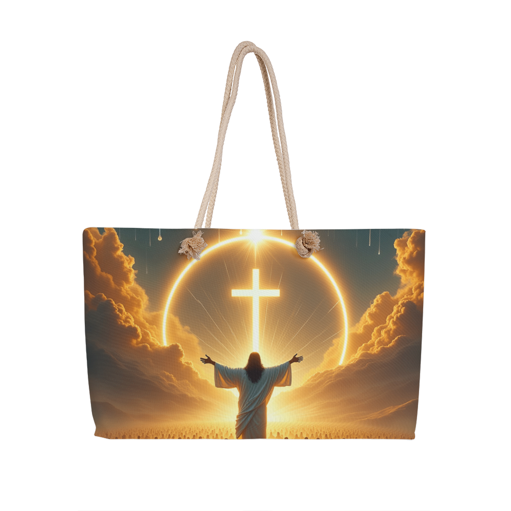 Sacred Redemption Tote – High-Quality Canvas Featuring a Divine Light Theme