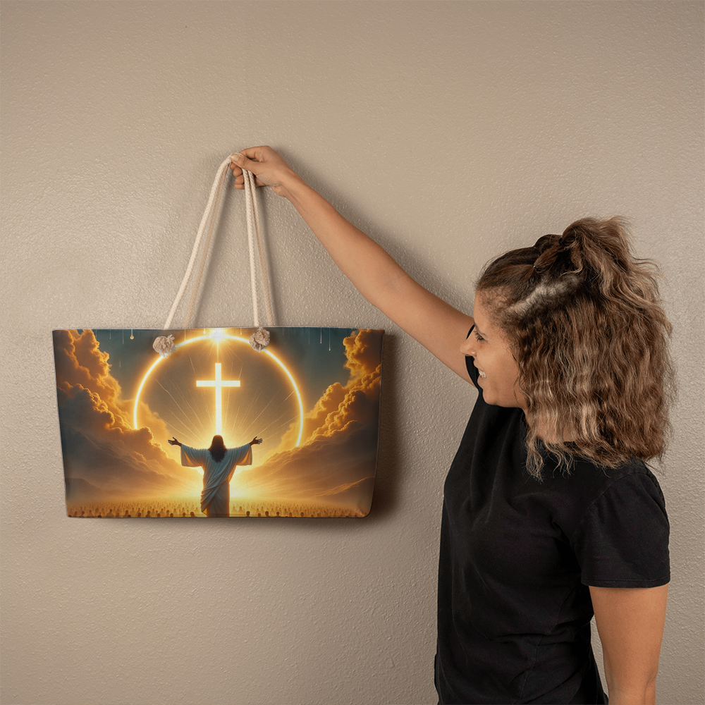 Sacred Redemption Tote – High-Quality Canvas Featuring a Divine Light Theme